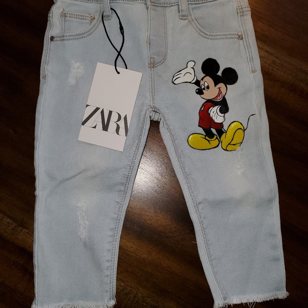 Zara Baby girl jeans (Painted) 9-12 mths